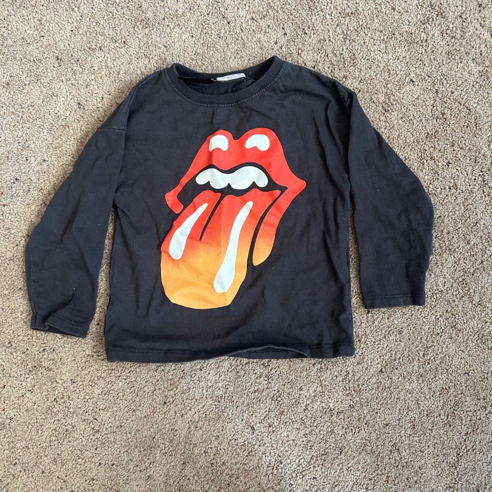 Zara Rolling Stones Graphic Tee Concert Band Rock Long‎ Sleeve Shirt 3Y